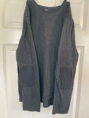 GAP Charcoal Gray Long Sleeve Top with Elbow Patches